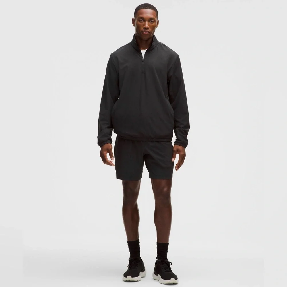 lululemon athletica Men’s Black Zeroed In Crinkle Texture Half Zip Jacket